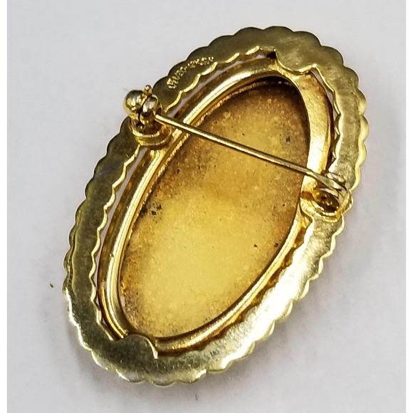 Vtg Victorian Style Oval Engraved Floral Signed  CI 1/20 14k Gold Filled Brooch - Picture 5 of 5